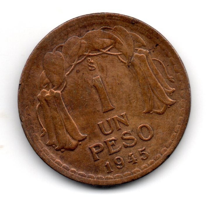 Chile 1945, Bernardo O'Higgins (1778-1842), 1 peso, accept offers