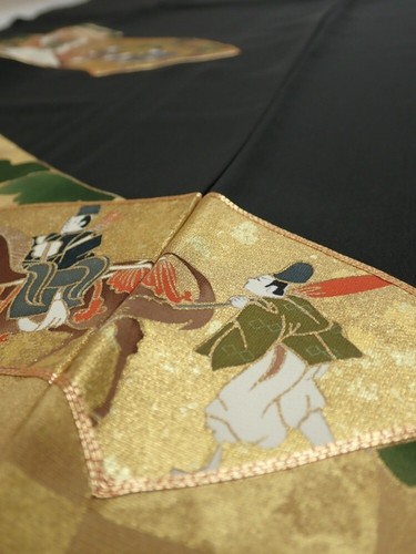 2U01z270 Japanese Kimono Silk FABRIC Heian noble Black 62.2x29.5 - Picture 8 of 9