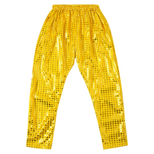 Kids Sequined Pants Shiny Sequins Dance Clothing Costume Wetlook Trousers Jazz - Picture 12 of 50