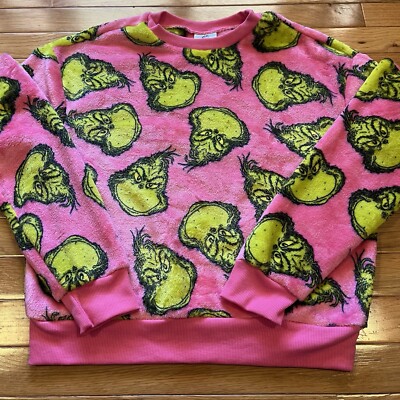 Seuss The Grinch Ugly Christmas Sweater Holidays Pink NWT