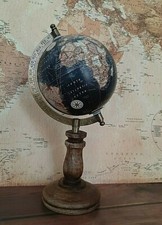 MAPPAMONDO da TAVOLO DECORATIVO Base Alta LEGNO H 30 ARREDO SFERA ø 13,3 Cm NERO