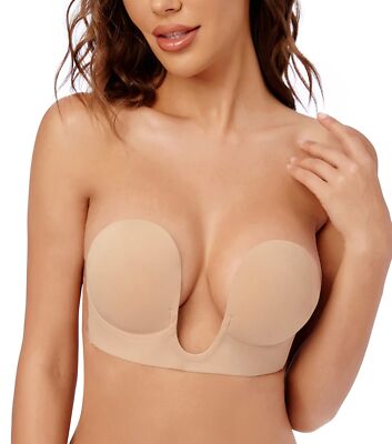 Wedding Dress Backless Bra KSang Backless Strapless Bra  Lace Padded  Adhesive Sticky Bra For Women, Push Up, Reusable, Invisible For Wedding & Backless  Dresses Strapless Bra Sizes 32A To 38A