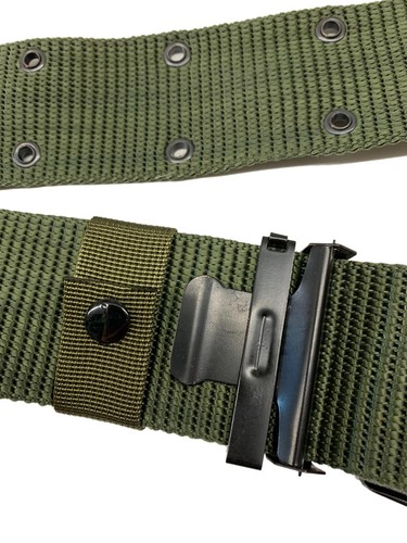 Unisex 3 Inch Width Green Canvas Military Style Inspired Adjustable Belt - Picture 2 of 8