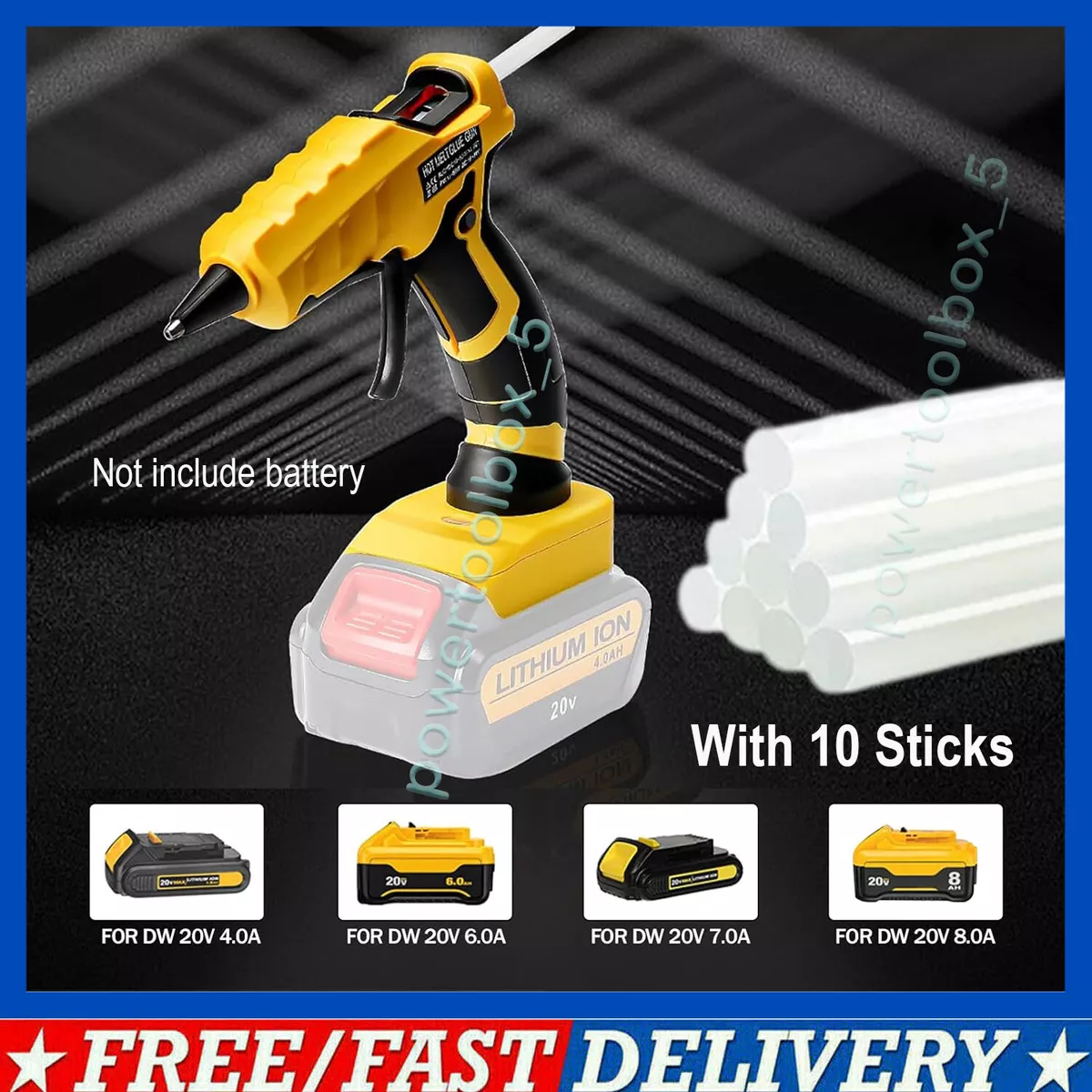 Cordless Hot Melt Glue Gun For Dewalt 20V Max Battery Crafts