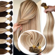 Clearance 100 Remy Human Hair Extensions Pre Bonded I Tip Stick Bead Strand US