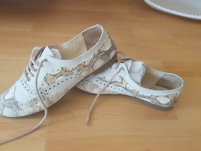 Damen Schnür Schuhe Sneaker Pumps VERO CUOIO Fabe Echtes Leder 39 reptil wie Neu