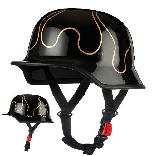 Motorcycle Helmet German Style Half Helmet Skull Cap Adult Men Women Half Shell - Picture 7 of 27