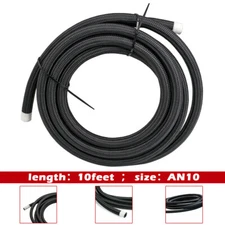 10 Feet AN10 10AN Nylon Stainless Steel Fuel Gas Oil Line Hose Black