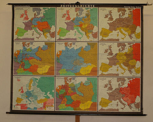 Wall Map History 81 1/8x66 1/2in ~ 1960 Vintage European Heritage Map~1910-1950 - Picture 1 of 3