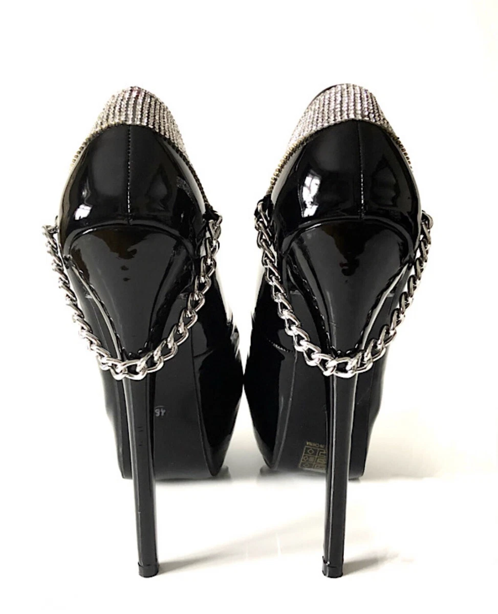 Black and silver high heel shoes sale
