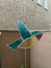 Hummingbird Suncatcher Vintage Handmade Hanging Multicolor 8  Stained Glass