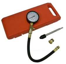 SMALL - LARGE ENGINE COMPRESSION TESTER GAUGE KIT SET TOOL SPARK W PLUG ADAPTERS