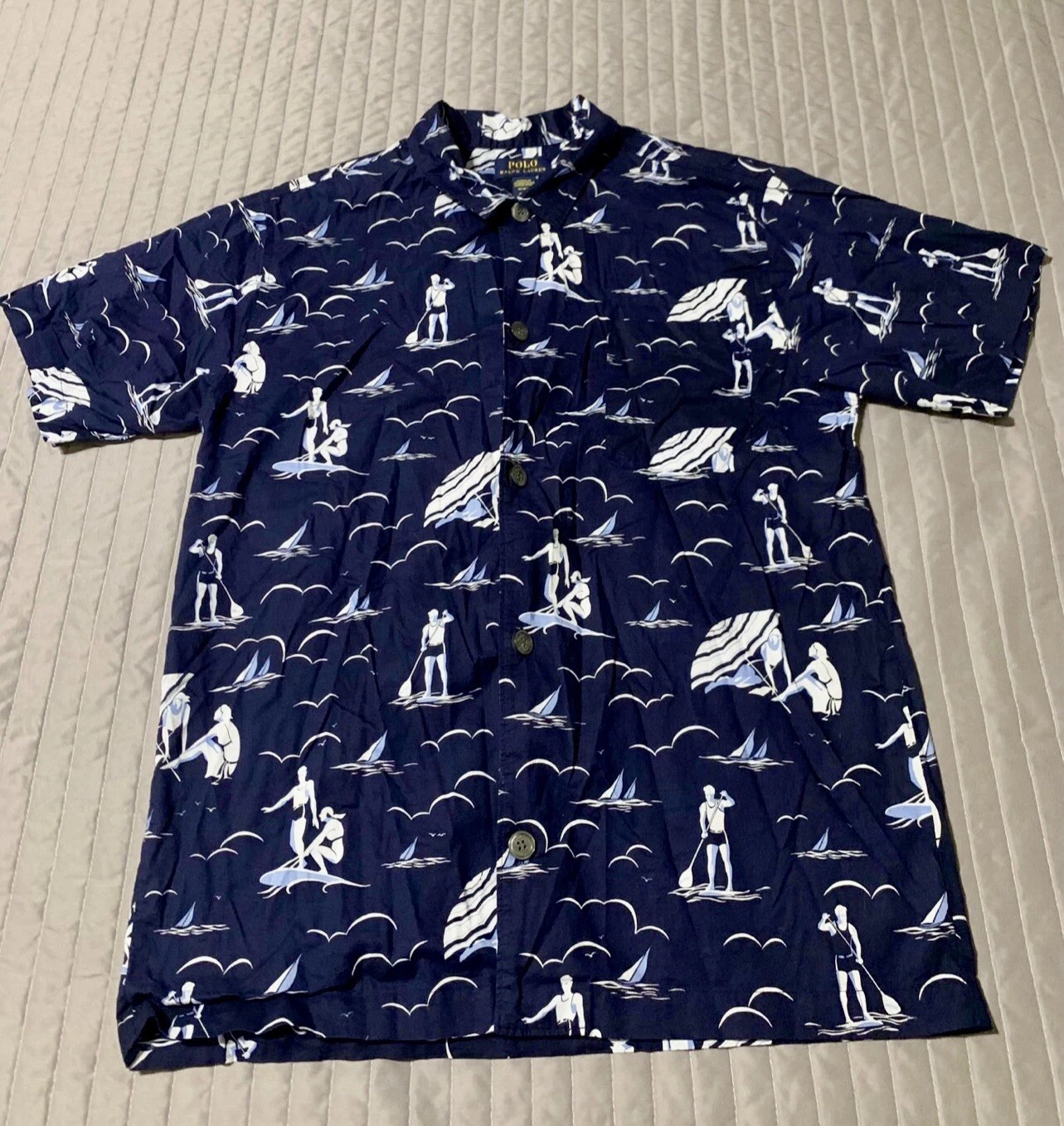 Woven Beach Print Polo Ralph Lauren shirt M
