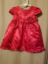 Chaps - Red Satin Dress with Rhinestone Accented Rose Size 9M      IR11
