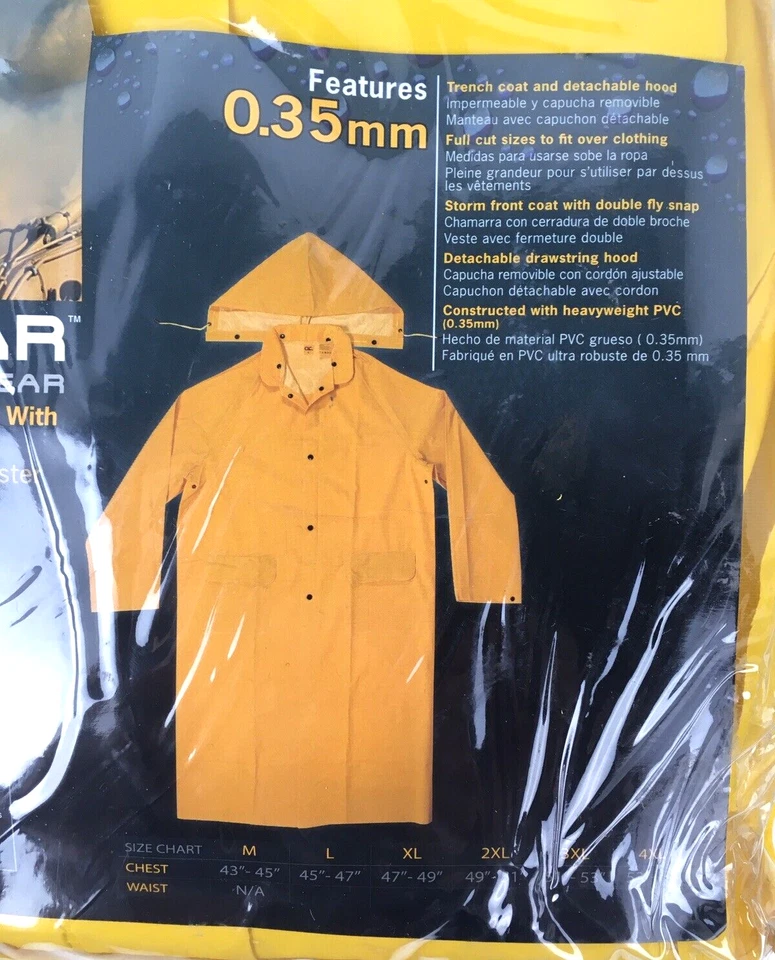 Chaqueta de lluvia CLC CLIMATE GEAR WORK GEAR con capucha amarilla recubierta de PVC XL Foto 2 de 4