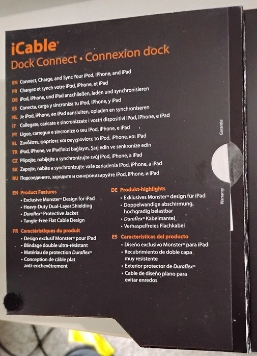 Monster iCable Dock Connect NOVO NA CAIXA Iphone Ipad Ipod 1M USB Sync 3,28 pés - Imagem 2 de 4