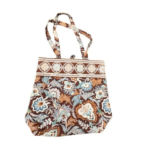 Vera Bradley Large Tote Bag Java Blue Floral Quil… - image 11