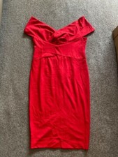 V by Very UK14 Red Ruched front Off the Shoulder Sexy Bodycon Christmas Party