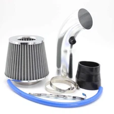 Silver 3" Cold Air Intake Filter Induction Kit Pipe Power Flow Hose System New