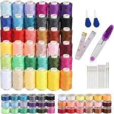 72pcs Sewing Thread Kit 36 Colors 500yd Spools + Tools Prewound Bobbins US