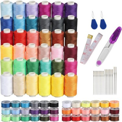 Blibly 72Pcs Bobbins Sewing Thread Kits, 500 Yards Per Polyester Thread Spools w