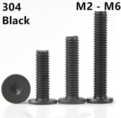 Black 304 Stainless Steel Torx Socket Utrathin Flat Head Screws M2 M3 M4 M5 M6