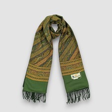 Aquascutum Wool Scarf Vintage Silk Fringe Paisley Winter Preppy Scarves 12x57