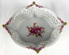 Wallendorf Porzellan Durchbruch Schale / Korb geblümt TOP