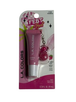 LA Colors Fest Best Strawberry Lip Gloss Charm Keychain Strawberry Scent New