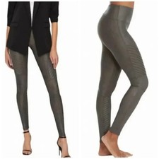 SPANX Faux Leather Moto Legging in Gunmetal size S
