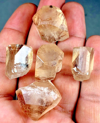 325 Carats Natural Rough Translucent Topaz 5 Crystals Lot from Skardu  pakistan