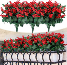12 Pcs Christmas Artificial Flowers Artificial Poinsettia Flowers Bushes Holly S