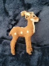 Christmas Standing Buck Deer Woodland Tree Ornament Faux Fur 4.75"