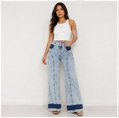 MAX&Co. Womens Jeans Size 26 Acid Wash Light Blue Cotton High Waisted Flare Leg