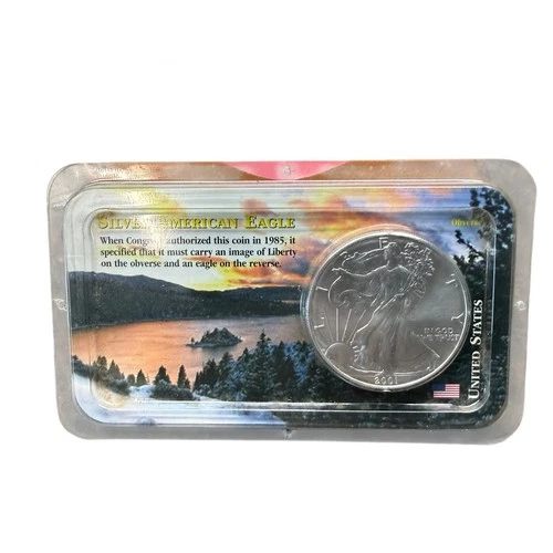 2001 American Eagle Dollar Uncirculated 1 oz .999 Silver, Littleton Pack