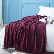 Ultra Soft Rayon Cotton Cable Knitted Throw Blanket, 51 x 67 Inches, 8 Colors