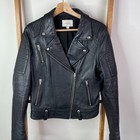 Ena Pelly Jacket Womens Large Black Leather Biker Motorcycle Riding Full Zip
