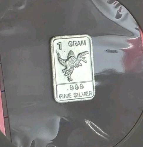 Dinosaur - 1 Gram .999 Fine Pure Silver Bullion Mini Art Proof Bar Ingot Coin