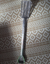 2x Long-Handled Garden Fork/Shovel with D-Handle, Metal/Plastic Silver/Green