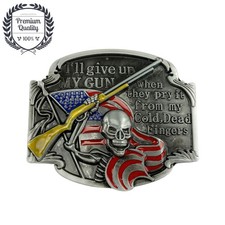 Western cowboy skull gun flag zinc alloy metal belt buckle casual