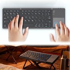 Mini Thin Fold Wireless Bluetooth Keyboard With Touchpad for iOS Android Windows