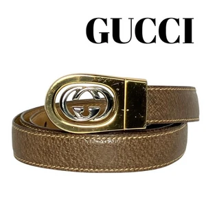 Ceinture GUCCI imbriquée logo GG cuir marron ancienne femme i10977