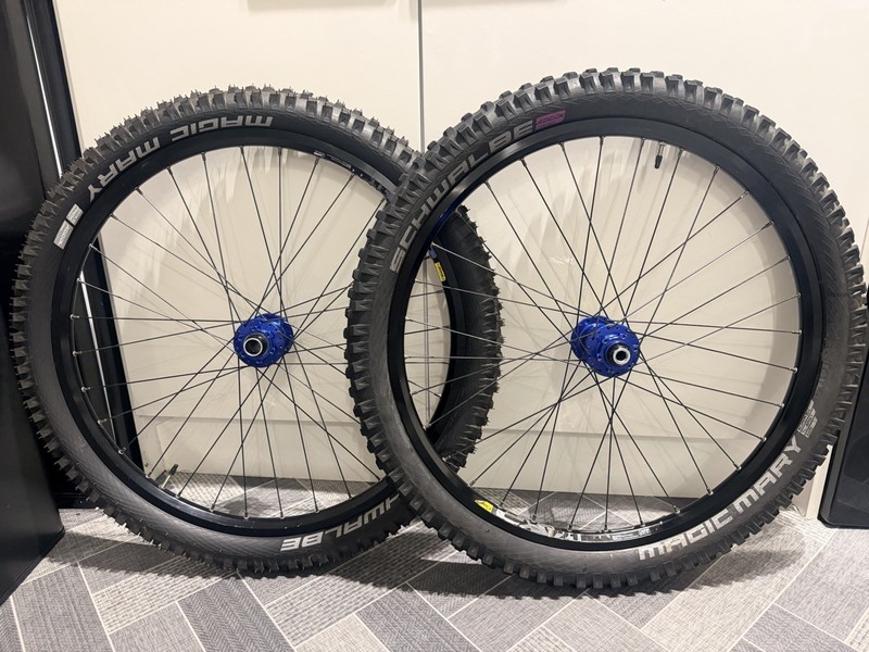 Mavic EX721 26 On Burgtec Boost Hubs Downhill MTB Wheelset with Tyres