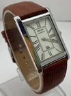 Vintage Style Seiko Slim White Roman Dial Men's Wristwatch Leather Strap 25 mm