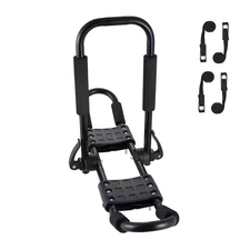 Kayak Roof Rack 1 Pair J-Bar, Soft Roof Rack Quick Folding, Top Mount Tie Down,
