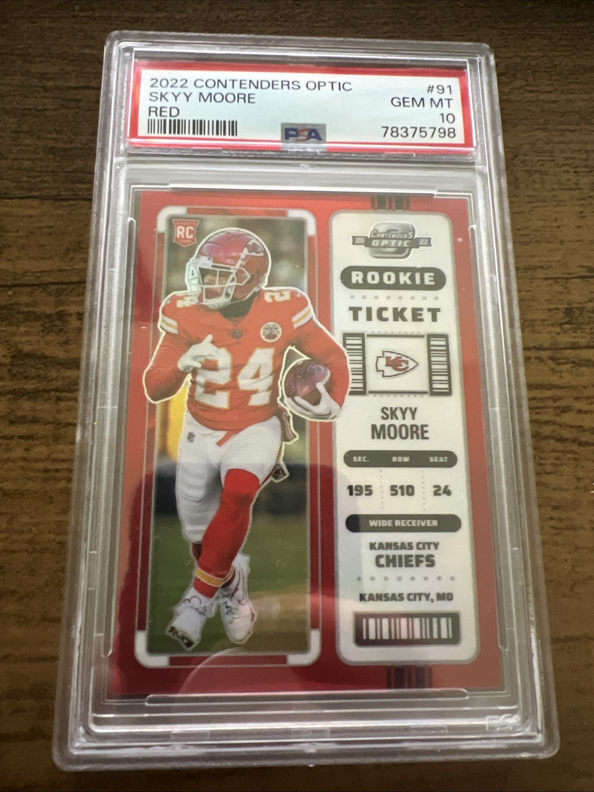 2022 Panini Contenders Optic - Rookie Ticket Skyy Moore #91 Red Prizm /175 (RC)