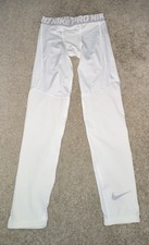 Nike Pro Boys Medium White Dri-FIT Compression 3/4 Tights Baseball Football Gym