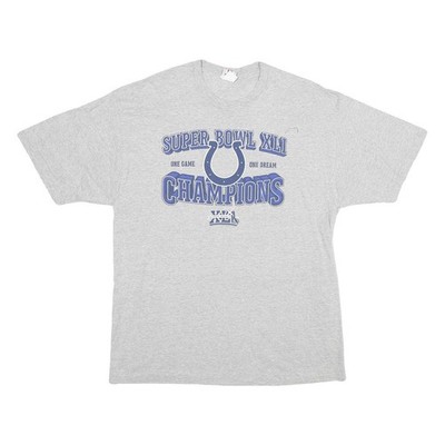 NFL Herren Grau Super Bowl XLI Meister Grafik T-Shirt L Kurzarm Rundhals