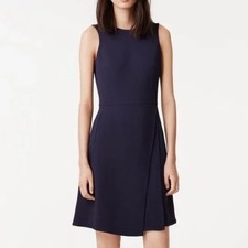 Tory Burch Sleeveless Erin Crepe Dress in Classic Navy Size 2 Preppy Corporate