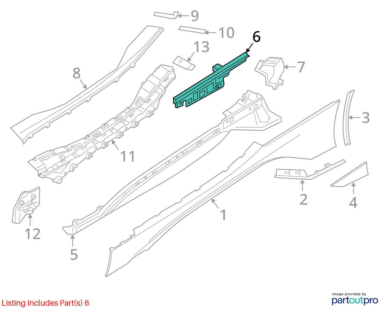 2014-2020 BMW i8 I12 Rear Left Rocker Panel Molding Mount Bracket 7351137 OEM
